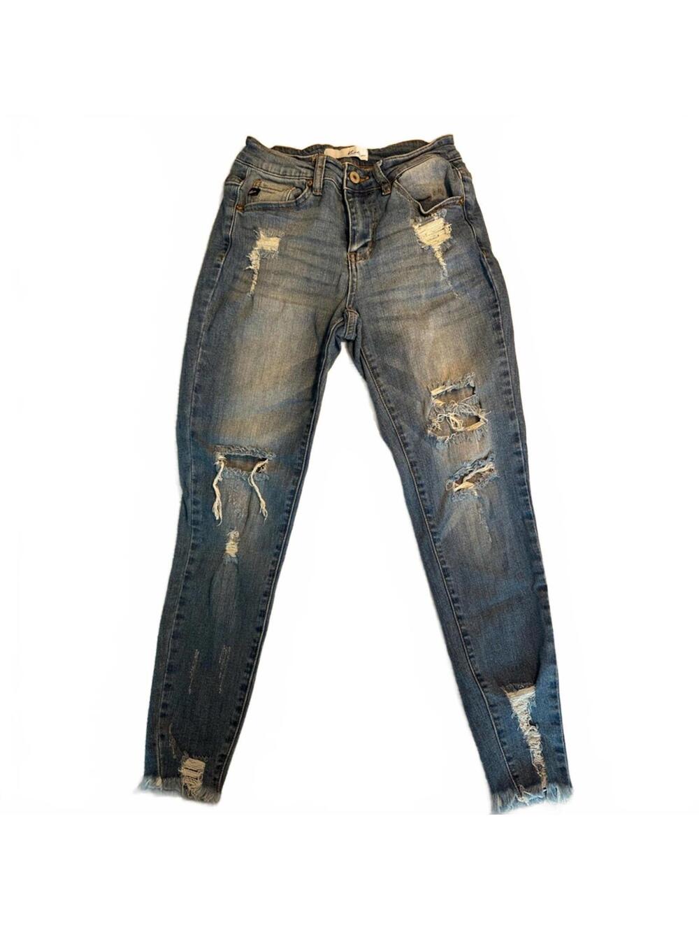 Kan Can Los Angeles Ripped Distressed Blue Skinny Jeans Size 3/25